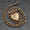 British Antique Rolled Gold Albert Chain 9ct Gold Heart Locket Fob